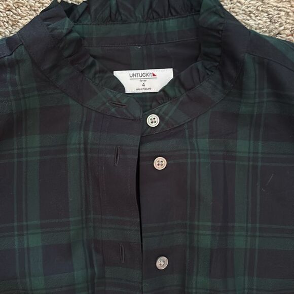 Untuckit Womens Plaid Ruffled Neck Blouse size 4 - Picture 2 of 3